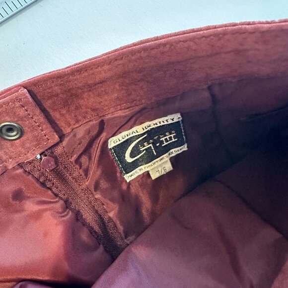 Vtg Womens Suede Mini Skirt Small Wine Red High Waisted 26 inch Rock Star - Picture 6 of 6